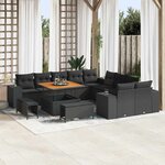 vidaXL Ensemble de canapé de jardin 13 Pièces Noir polyrotin