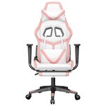 vidaXL Chaise de jeu avec repose-pied Blanc et rose Similicuir