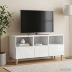 vidaXL Meuble TV 102 x 34 5 x 50 cm Blanc brillant Bois d'ingénierie