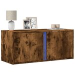 vidaXL Meuble TV mural avec lumières LED chêne fumé 80x31x35 cm