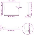 vidaXL Pieds de table à manger en forme de V  3 pièces  blanc  100 x (72-73 3) cm  acier