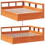 vidaXL Lit bibliothèque sans matelas cire marron 150x200 cm pin massif