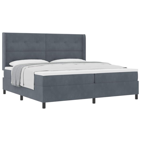 vidaXL Lit à ressorts avec matelas Gris foncé 200 x 200 cm Velours