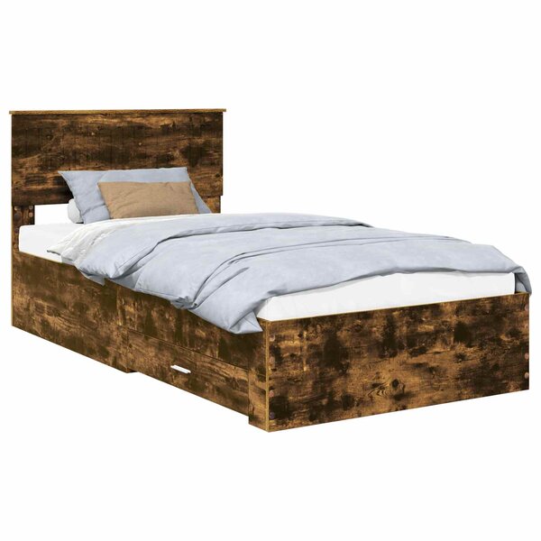 vidaXL Cadre de lit Chêne fumé 100 x 200 cm Bois d'ingénierie