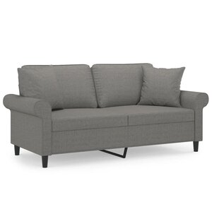 vidaXL Canapé 2 places et oreillers et coussins Gris foncé 140cm Tissu