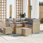 vidaXL Ensemble de canapé de jardin 8 Pièces Beige polyrotin