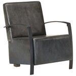 vidaXL Fauteuil Gris Cuir véritable