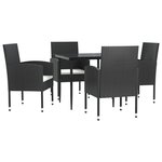 vidaXL Ensemble à manger de jardin 5 Pièces noir résine tressée et acier