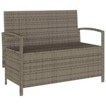 VidaXL Banc de rangement de jardin avec coussin gris résine tressée