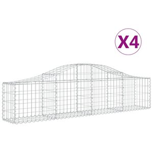 vidaXL Paniers à gabions arqués 4 Pièces 200x30x40/60 cm Fer galvanisé