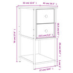 vidaXL Tables de chevet 2 Pièces chêne fumé 32x42x70 cm bois d'ingénierie