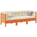 vidaXL Salon de jardin 3 Pièces avec coussins cire marron bois pin massif