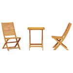 vidaXL Set de meubles d'extérieur 3 Pièces Bois naturel 60 x 60 x 75 cm