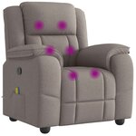 vidaXL Fauteuil de massage inclinable Taupe Tissu