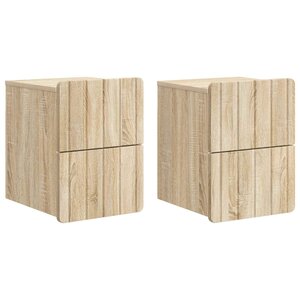 vidaXL Cabinet de chevet mural 2 Pièces Chêne Sonoma 33 x 34 5 x 43 cm