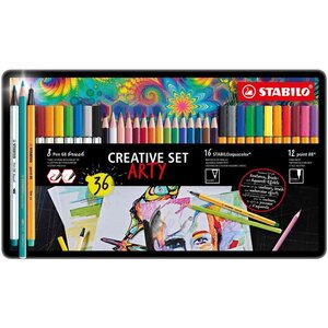 Set point 88/Pen 68 brush/aquacolor ARTY  étui de 36 STABILO