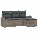 vidaXL Ensemble de canapé de jardin avec coussin 4 Pièces Gris Poly rotin