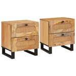 vidaXL Cabinet de chevet avec tiroir 2 Pièces Naturel 40 x 33 x 46 cm