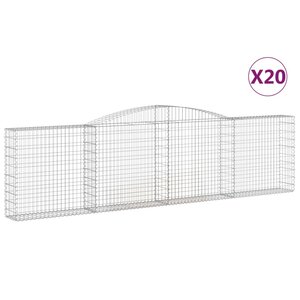 vidaXL Paniers à gabions arqués 20 Pièces 400x30x100/120 cm Fer galvanisé
