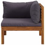 vidaXL Canapés d'angle 2 Pièces avec coussins gris foncé Bois d'acacia