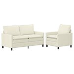 vidaXL Ensemble de Canapés 2 Pièces Crème Tissu