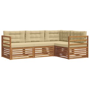 vidaXL Ensemble de canapés d'extérieur 4 Pièces Naturel et Beige
