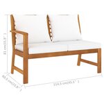 vidaXL Banc de jardin 114 5 cm avec coussin crème Bois solide d'acacia