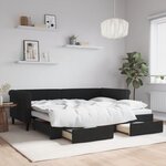 vidaXL Lit de jour avec gigogne et tiroirs noir 90x200 cm velours