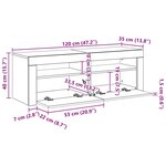 vidaXL Meuble TV avec lumières LED Chêne fumé 120x35x40 cm