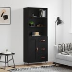 vidaXL Buffet haut Noir 69 5x34x180 cm Bois d'ingénierie