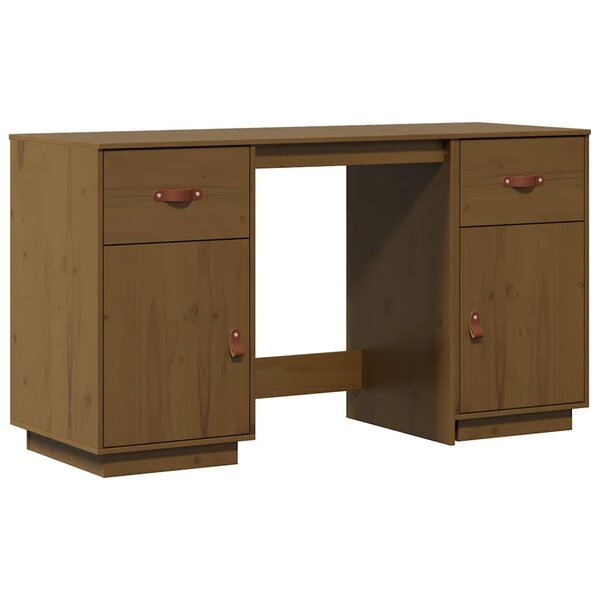 vidaXL Bureau avec armoires Marron miel 135x50x75cm Bois massif de pin
