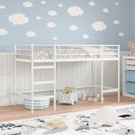 vidaXL Lit mezzanine pour enfants Blanc 99 5 x 190 cm Acier