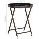 vidaXL Table à thé Marron 60 cm Résine tressée et verre trempé