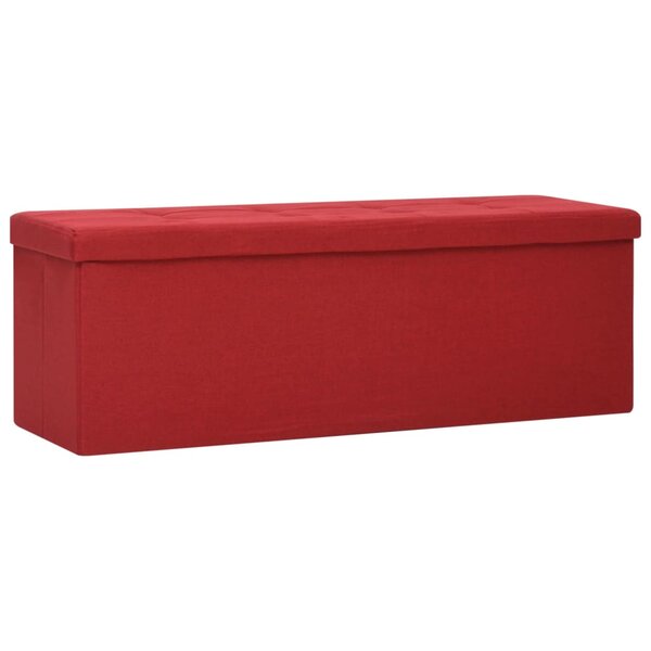 Banc banquette de rangement pliable 110 x 38 x 38 cm rouge bordeaux faux lin 02_0010896