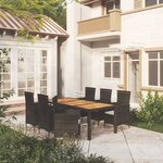 vidaXL Salon de jardin 7 Pièces avec coussins résine tressée noir