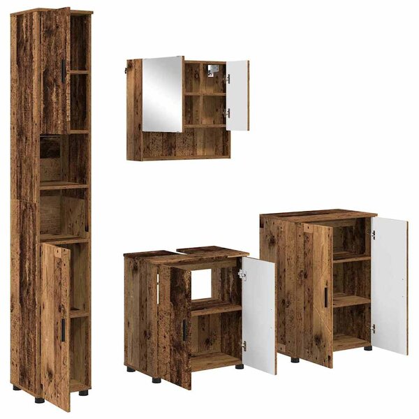 vidaXL Ensemble de mobilier de salle de bain 4 Pièces Bois Ancien