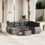 vidaXL Salon de jardin 8 Pièces avec coussins gris résine tressée