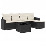 vidaXL Salon de jardin 6 Pièces avec coussins noir résine tressée