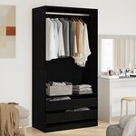 vidaXL Armoire en Chêne Noir - 100 x 50 x 200 cm - Conçue en Bois d'Ingénierie
