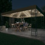 vidaXL Tonnelle avec guirlande lumineuse à LED 3x4 m Taupe Tissu