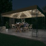 vidaXL Tonnelle avec guirlande lumineuse à LED 3x4 m Taupe Tissu