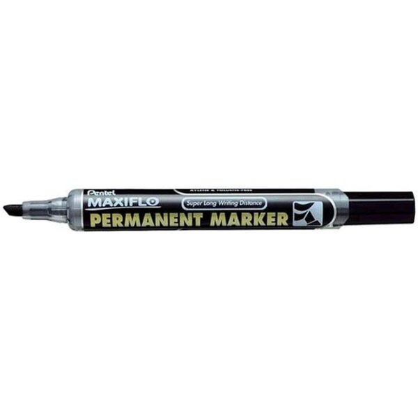 Marqueur permanent maxiflo nlf60 pointe biseautée 1 - 3 5mm noir x 12 pentel