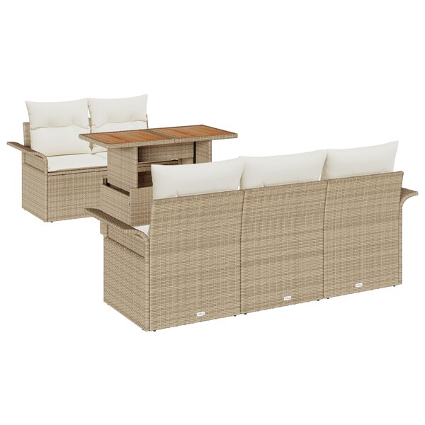 Ensemble de Canapés de Jardin 6 Pièces avec Coussins Beige Rattan vidaXL