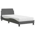 vidaXL Lit avec matelas Dover gris foncé 90x200 cm tissu