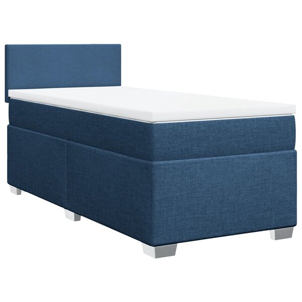 vidaXL Sommier à lattes de lit avec matelas Bleu 90x200 cm Tissu