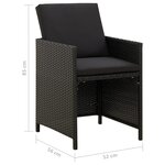 vidaXL Chaises de jardin avec coussins lot de 4 Résine tressée Noir