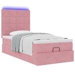 vidaXL Cadre de lit ottoman avec matelas rose 100x200 cm velours