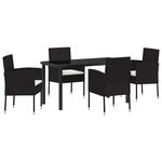 vidaXL Ensemble de salle à manger pour jardin 5 Pièces Noir Poly rotin