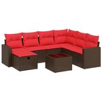 vidaXL Salon de jardin 8 Pièces avec coussins marron résine tressée