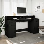vidaXL Bureau avec lumières LED noir 160x55x91 cm bois d'ingénierie